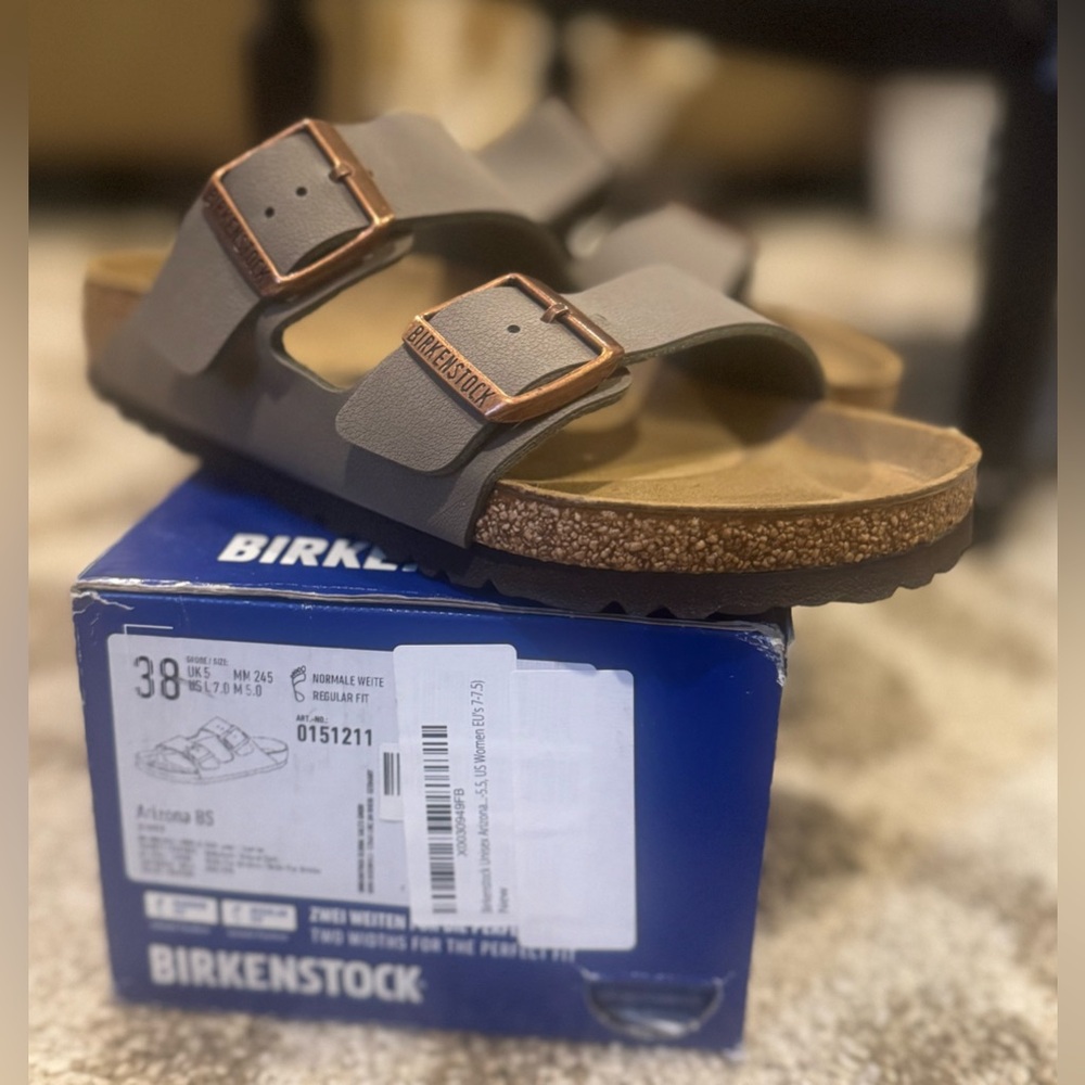SOLD Stone Birkenstock Arizona Leather Sandals, 38, NIB